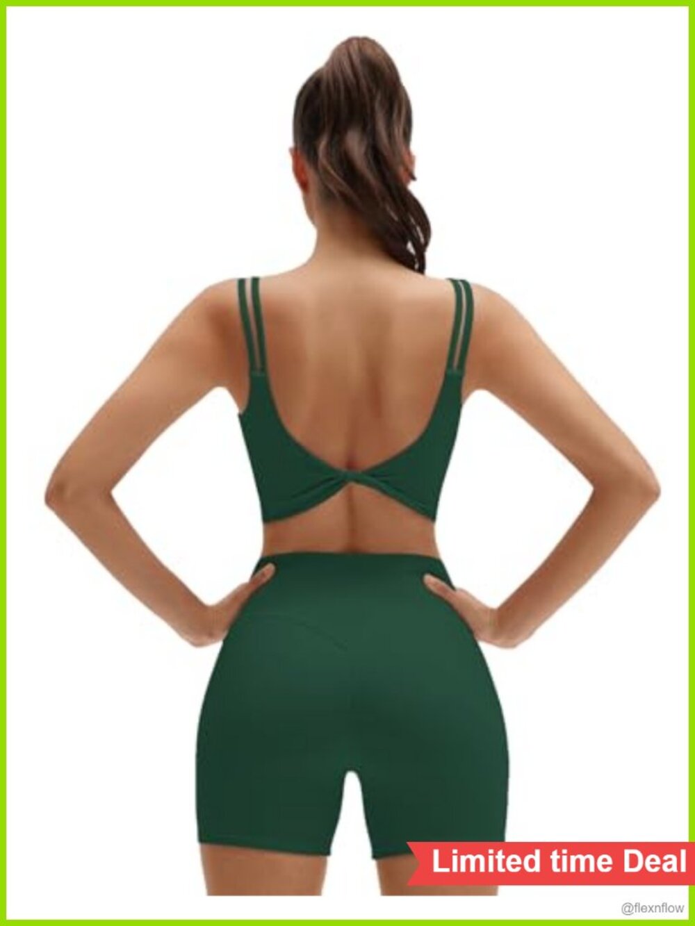 2 Piece Workout Set Twist Back Cami Bike Shorts